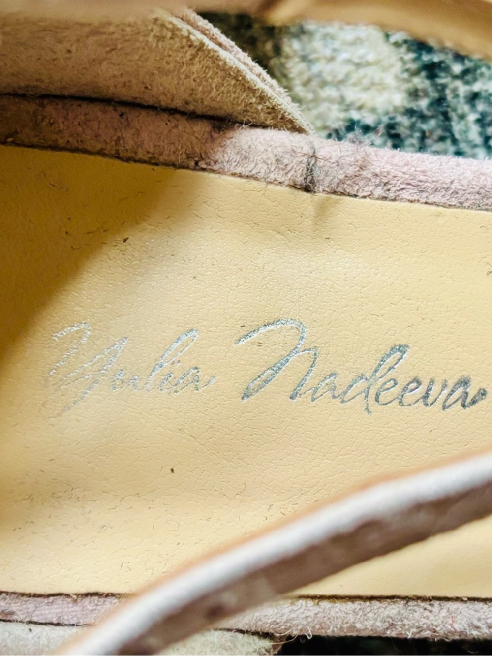 Women’s Bespoke Blush Pink Suede Pointed-Toe D’Orsay Flats with Crisscross Strap - Picture 3 of 6